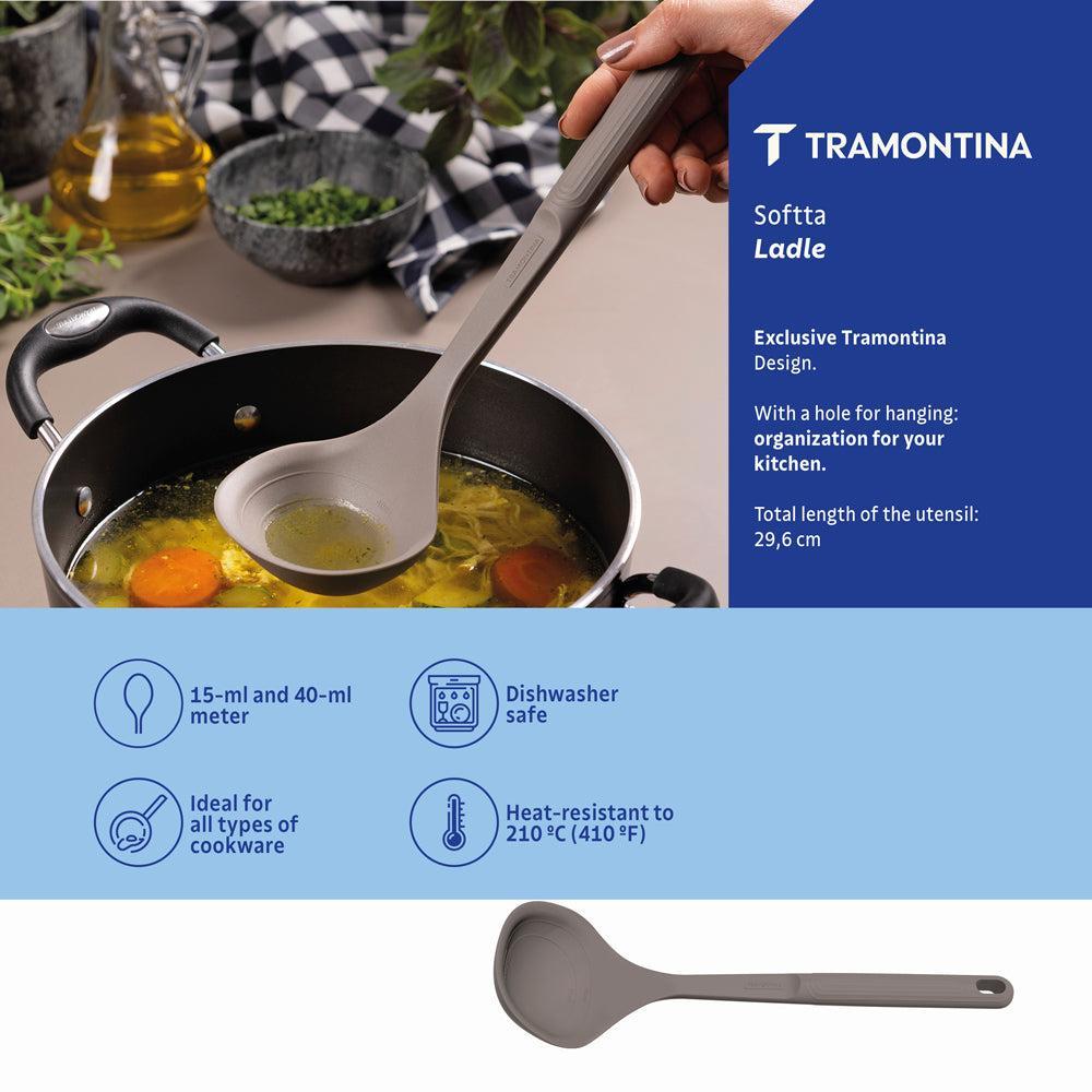 Tramontina Softta Silicone Ladle Grey-Kitchen Utensils