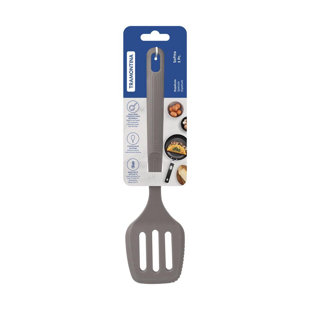 Tramontina Softta Silicone Slotted Spatula Grey-Kitchen Utensils