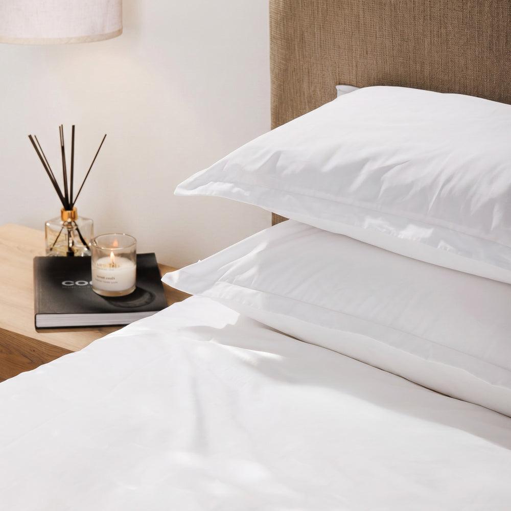 Whisper Soft 300 Thread Count Oxford Egyptian Cotton Percale Duvet Cover Set White-Duvet Cover Sets