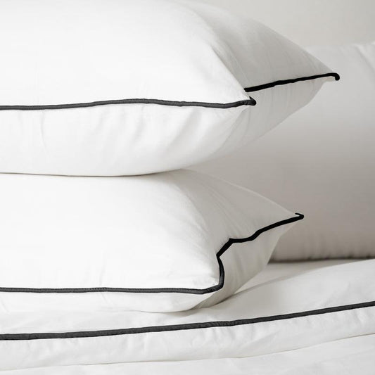 Whisper Soft 400 Thread Count Egyptian Black Piped Edge Duvet Cover Set-DUVET COVER