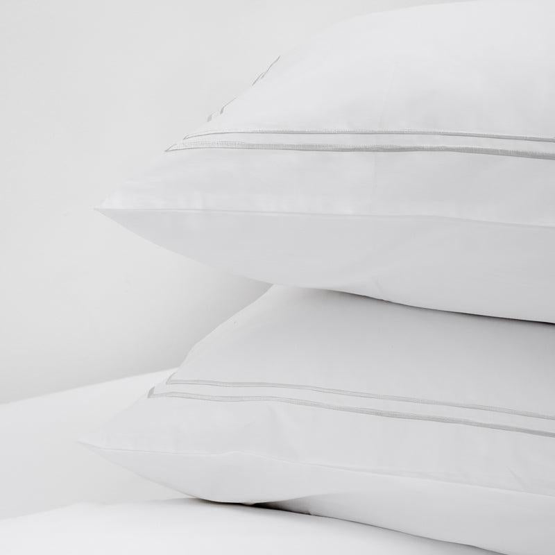 Whisper Soft 400 Thread Count Egyptian Cotton Sateen Satin Stitch Pillowcase Pair - Grey-Pillowcase