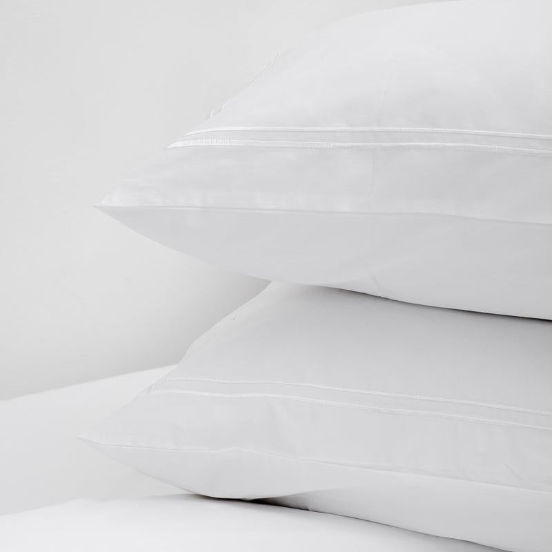 Whisper Soft 400 Thread Count Egyptian Cotton Sateen Satin Stitch Pillowcase Pair - White-Pillowcase
