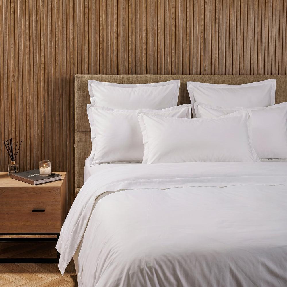 Whisper Soft 500 Thread Count Oxford Egyptian Cotton Sateen Duvet Cover Set White-Duvet Cover Sets