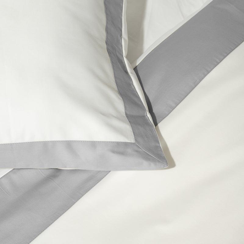Whisper Soft 400 Thread Count Egyptian Cotton Contrast Border Duvet Cover Set White with Grey-Duvet Cover