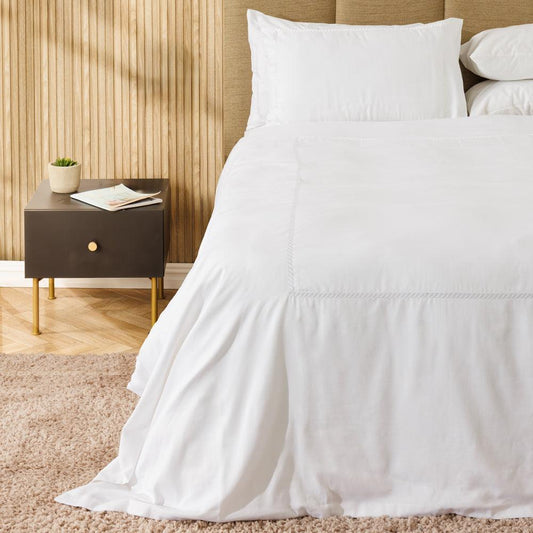 Whisper Soft Serene 400 Thread Count 100% Cotton Embroidered Duvet Cover Set White-Duvet Cover Sets